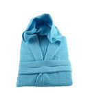 Clearance! Aqua Hooded Bathrobe 100% Cotton Medium Chest Size 45"- 48"